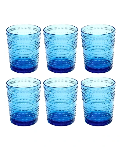Abode Homewares Beaded Double Old Fashioned Cobalt Glasses, Set of 6