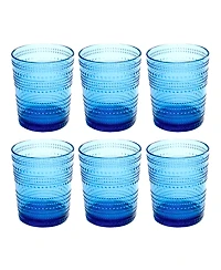 Abode Homewares Beaded Double Old Fashioned Cobalt Glasses, Set of 6