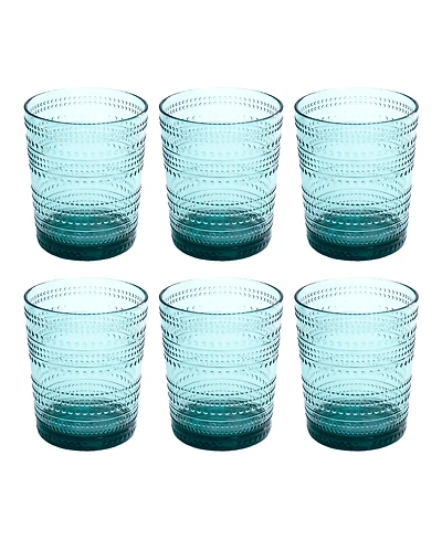 Abode Homewares Beaded Double Old Fashioned Cobalt Glasses, Set of 6