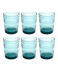 Abode Homewares Beaded Double Old Fashioned Cobalt Glasses, Set of 6