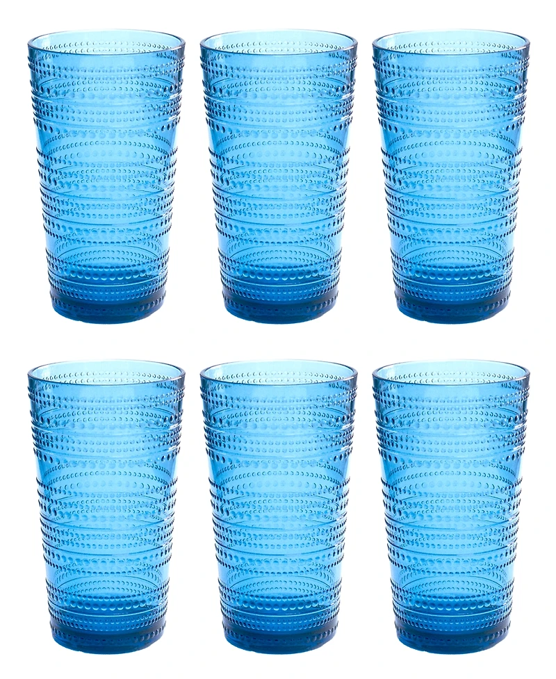 Abode Homewares Beaded Jumbo Cobalt Glasses, Set of 6