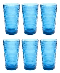 Abode Homewares Beaded Jumbo Cobalt Glasses, Set of 6