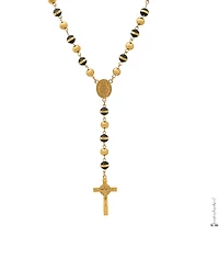 Steeltime Men's Stainless Steel Prayer Rosary 28" Lariat Necklace