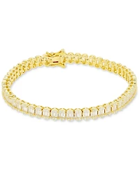 Cubic Zirconia Round & Baguette Mini Clusters Tennis Bracelet in 14k Gold-Plated Sterling Silver