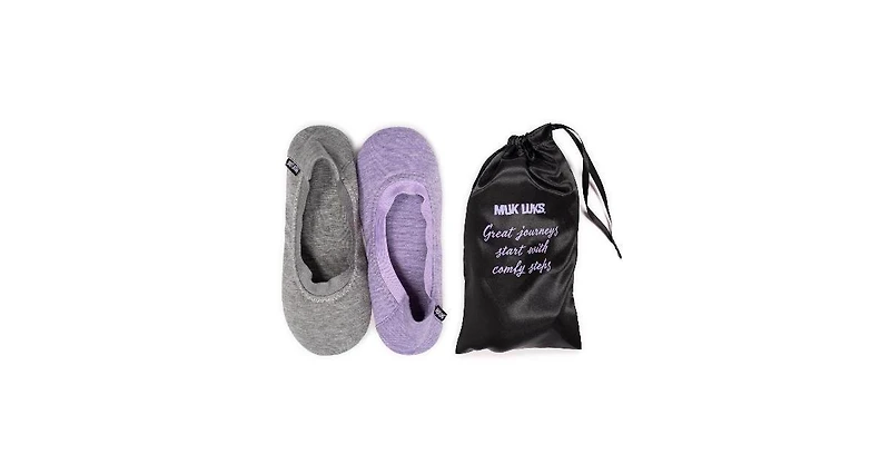 Muk Luks Women's 2 Pair Travel Ballerina Slipper Set
