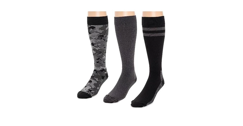 Muk Luks Men's 3 Pack Nylon Compression Knee-High Socks