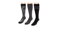 Muk Luks Men's 3 Pack Nylon Compression Knee-High Socks