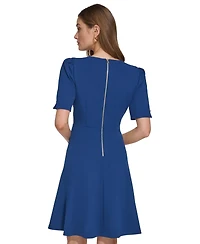 Dkny Women's Draped-Front Puff-Shoulder A-Line Dress