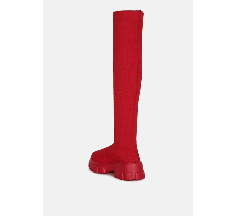 Loro Stretch Knit Knee High Boots