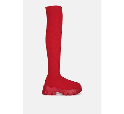 Loro Stretch Knit Knee High Boots