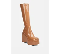 dirty dance patent high platform calf boots