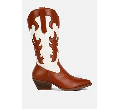 Fallon Faux Leather Patchwork Cowboy Boots