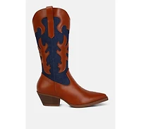 Fallon Faux Leather Patchwork Cowboy Boots