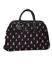 World Traveler Pink Ribbon 21-Inch Carry-On Rolling Duffel Bag