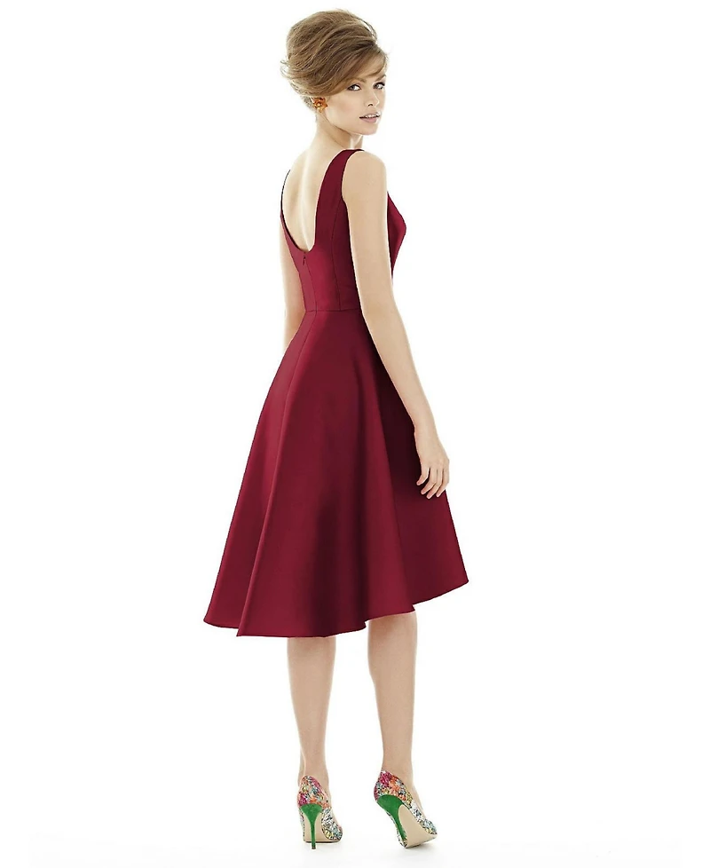 Bateau Neck Satin High Low Cocktail Dress