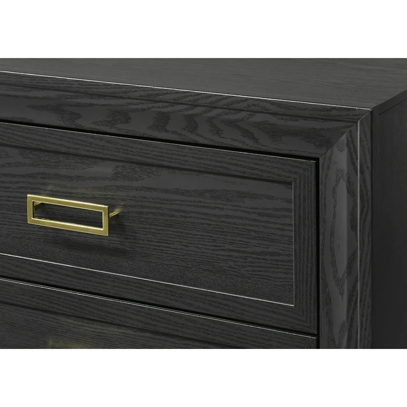 Simplie Fun Modern Glam 2-Drawer Nightstand Black Gold