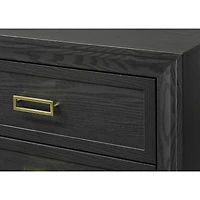 Simplie Fun Modern Glam 2-Drawer Nightstand Black Gold