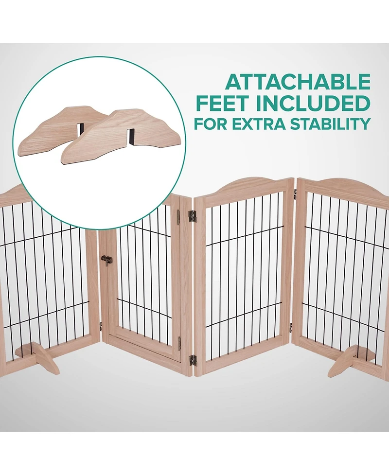 Arf Pets Freestanding Dog Gate, 4-Panel Extension - Walnut