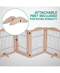 Arf Pets Freestanding Dog Gate, 4-Panel Extension - Walnut