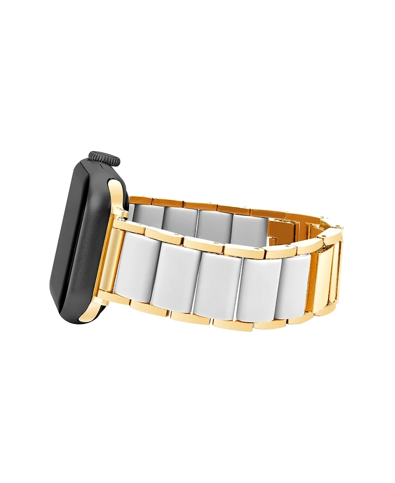 Anne Klein Women's Gold-Tone Alloy Metal and White Silicone Bracelet designed for Apple Watch 42mm (Series 1-3 only) & 44/45/46/49mm (Ultra & Ultra 2)