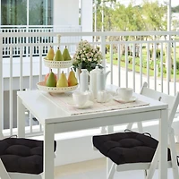 Kate Aurora Country Living Plush Solid Colored Farmhouse Reversible Chair Cushions/Pads With Tear Proof Ties