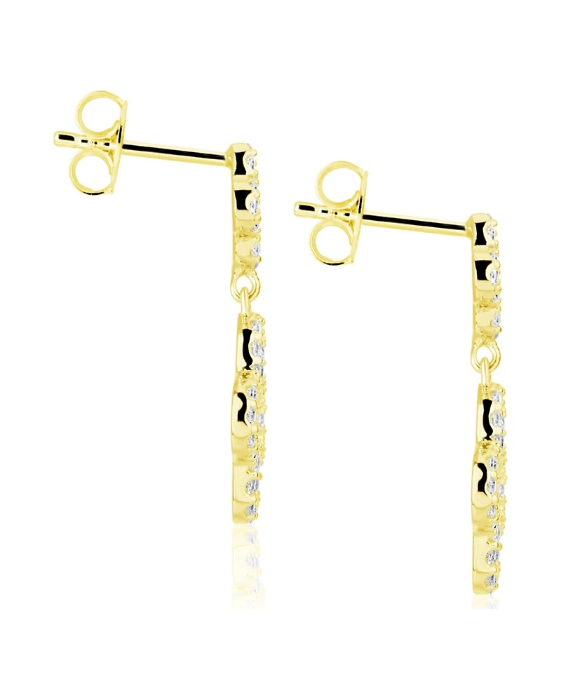 Suzy Levian Sterling Silver Cubic Zirconia Double Clover Drop Dangle Earrings