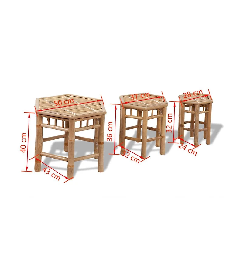 Patio Stools 3 pcs Bamboo
