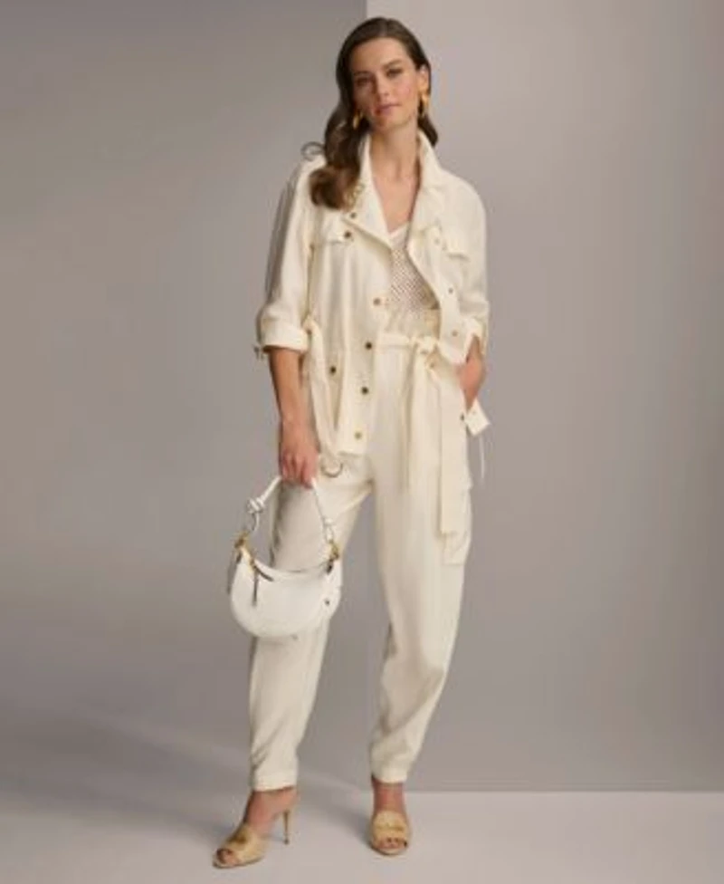 Donna Karan New York Womens Utility Jacket Belted Cargo Pants