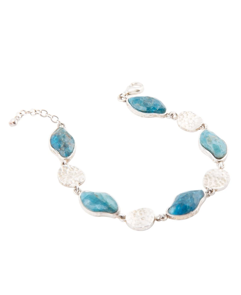 Barse Luna Genuine Blue Apatite Abstract Line Bracelet