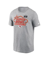 Men's Nike Heather Gray Kansas City Chiefs Super Bowl Lviii Champions Locker Room Trophy Collection Tall T-shirt