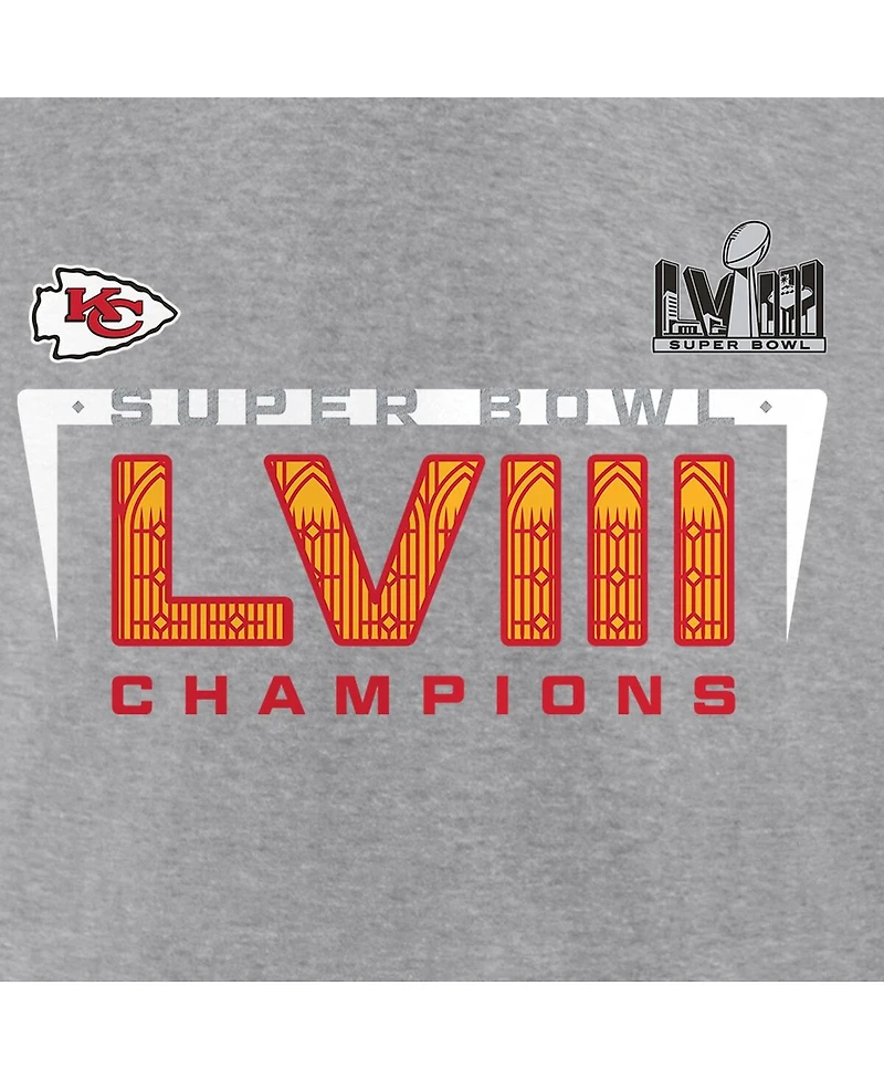 Men's Fanatics Heather Gray Kansas City Chiefs Super Bowl Lviii Champions Counting Point Score Big and Tall T-shirt
