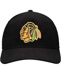 Men's American Needle Black Chicago Blackhawks Corduroy Chain Stitch Adjustable Hat