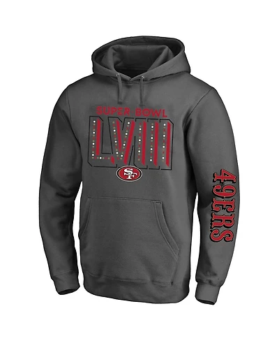 Men's Fanatics Heather Charcoal San Francisco 49ers Super Bowl Lviii Big and Tall Pullover Hoodie