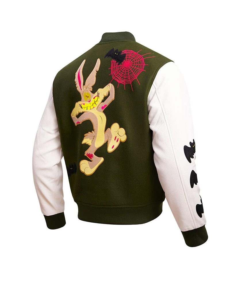 Men's Freeze Max Olive Looney Tunes Bugs Boogey Varsity Full-Snap Jacket