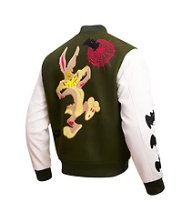 Men's Freeze Max Olive Looney Tunes Bugs Boogey Varsity Full-Snap Jacket