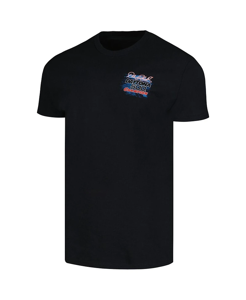 Men's Checkered Flag Sports Black Dale Earnhardt 1998 Daytona 500 Champion Anniversary T-shirt