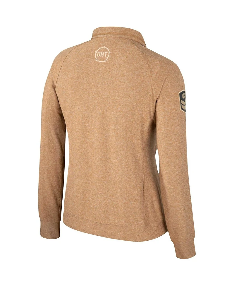 Women's Colosseum Tan Clemson Tigers Oht Military-Inspired Appreciation Sand Tatum Quarter-Snap Raglan Jacket