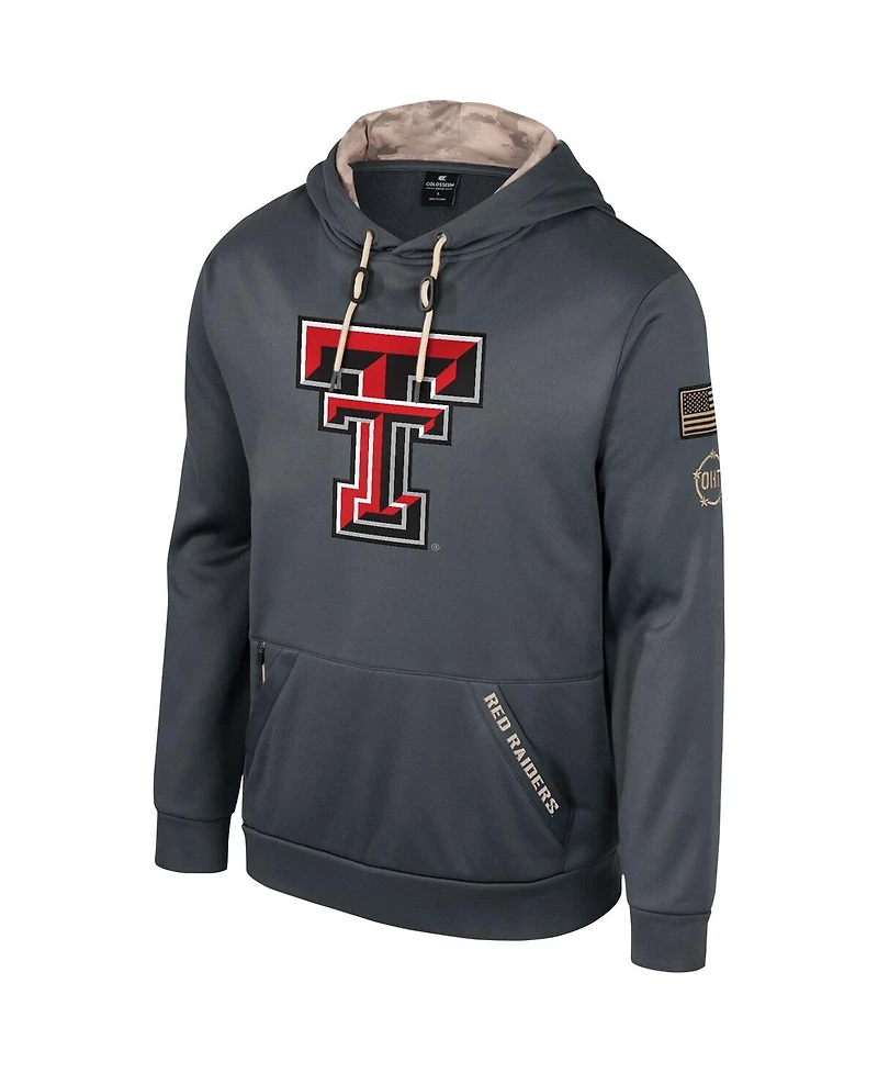 Men's Colosseum Charcoal Texas Tech Red Raiders Oht Military-Inspired Appreciation Pullover Hoodie