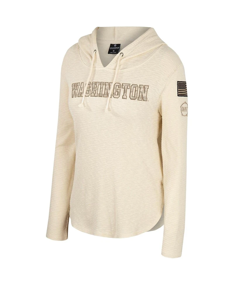 Women's Colosseum Cream Washington Huskies Oht Military-Inspired Appreciation Casey Raglan Long Sleeve Hoodie T-shirt