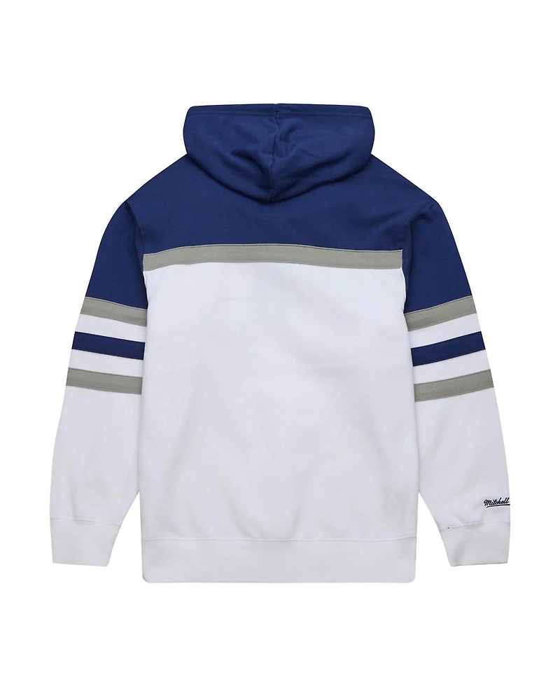 Men's Mitchell & Ness White, Blue Tampa Bay Lightning Head Coach Pullover Hoodie