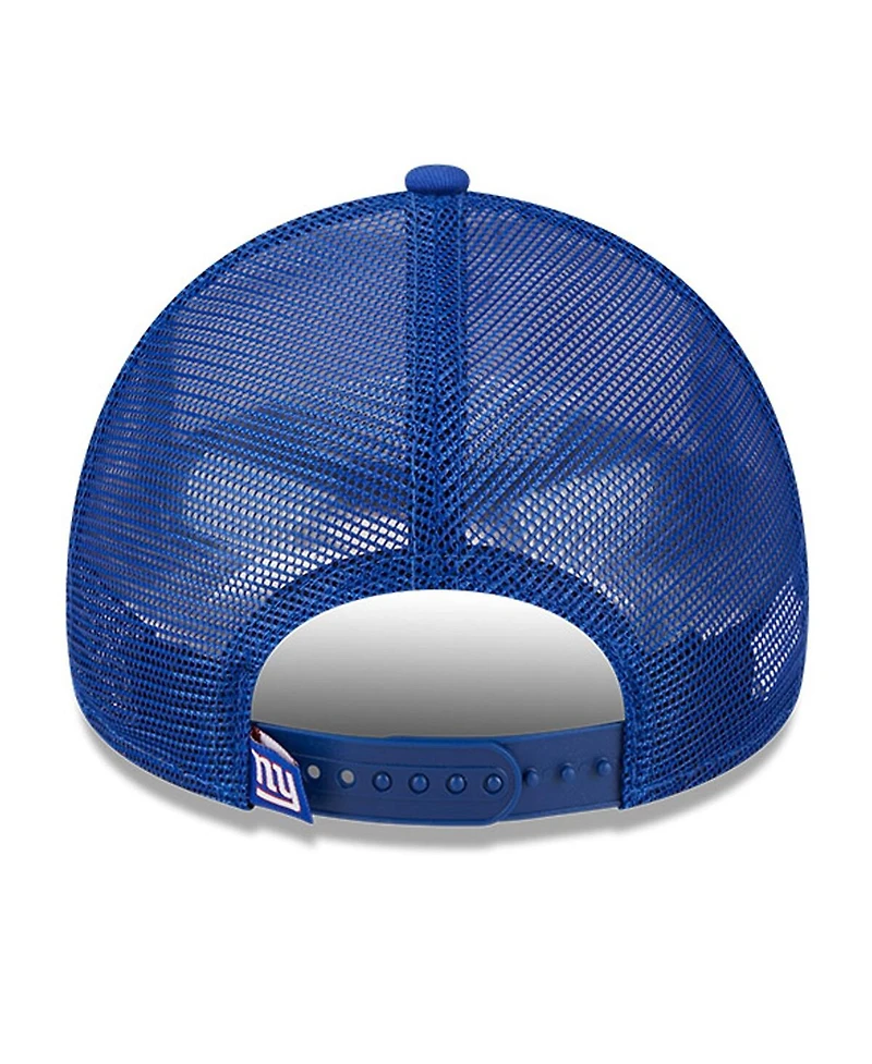 Men's New Era White, Royal New York Giants Stacked A-Frame Trucker 9FORTY Adjustable Hat