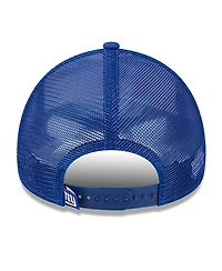 Men's New Era White, Royal New York Giants Stacked A-Frame Trucker 9FORTY Adjustable Hat