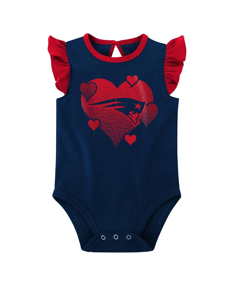 Baby Girls Navy, Red New England Patriots Spread the Love 2-Pack Bodysuit Set