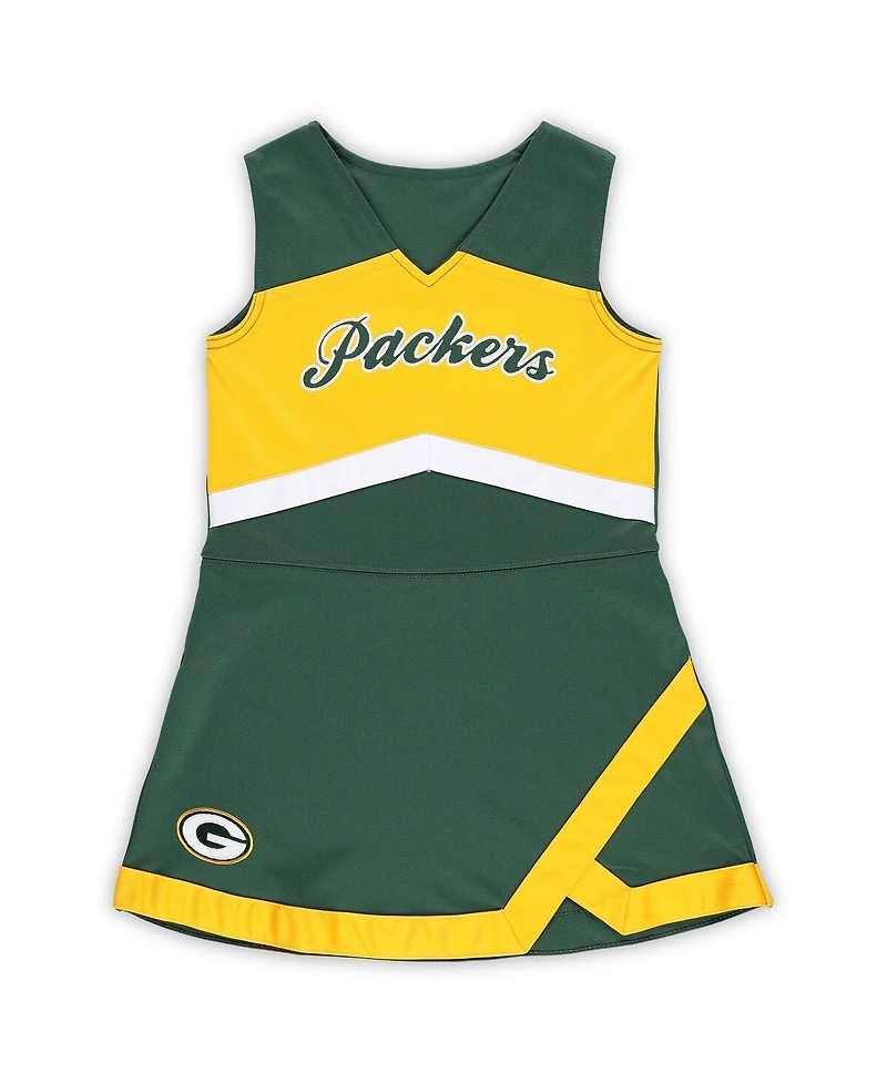 Little Girls Green Bay Packers Two-Piece Cheer Captain Jumper Dress with Bloomers Set