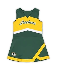 Little Girls Green Bay Packers Two-Piece Cheer Captain Jumper Dress with Bloomers Set