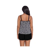 Longitude by Mimi Flamingo Women's Madison Square Double Ruffle Faux Swimsuit Skirtini