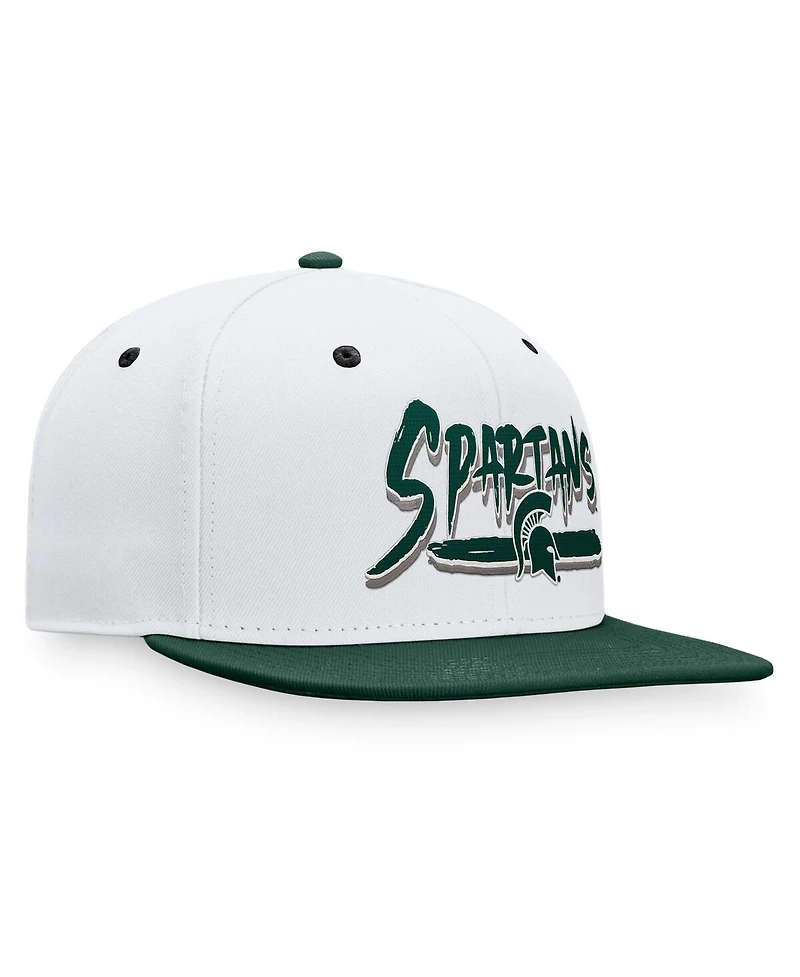 Men's Top of the World White, Green Michigan State Spartans Sea Snapback Hat