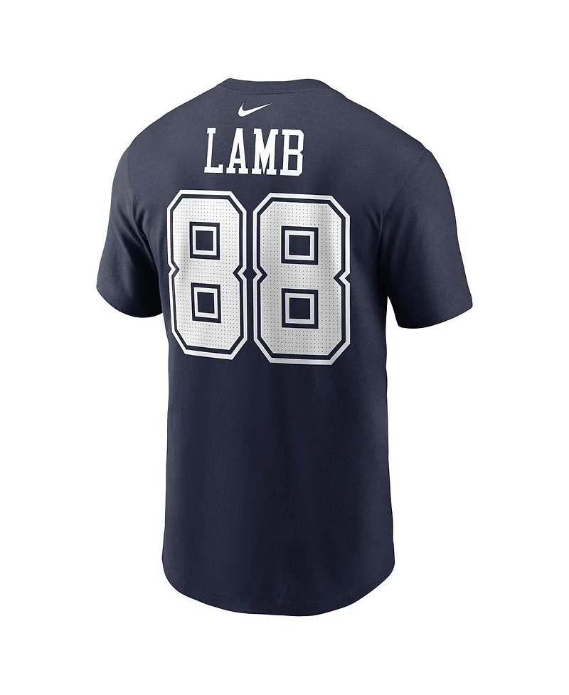 Men's Nike CeeDee Lamb Navy Dallas Cowboys Player Name and Number T-shirt