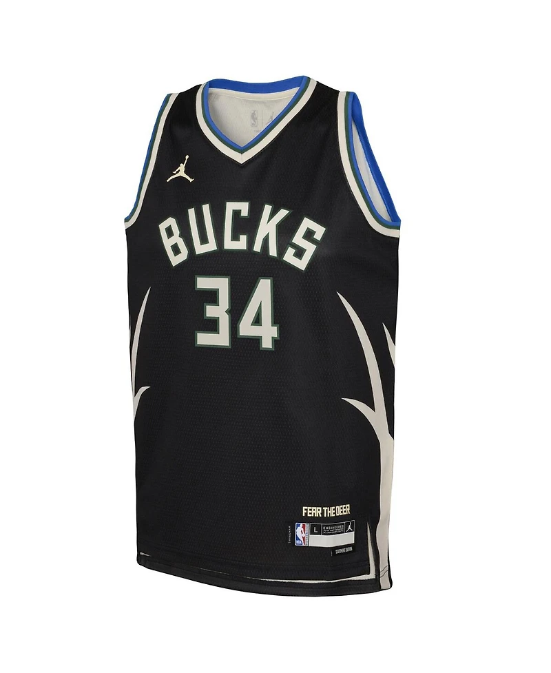 Big Boys Jordan Giannis Antetokounmpo Black Milwaukee Bucks Swingman Jersey - Statement Edition