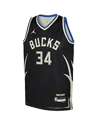 Big Boys Jordan Giannis Antetokounmpo Black Milwaukee Bucks Swingman Jersey - Statement Edition